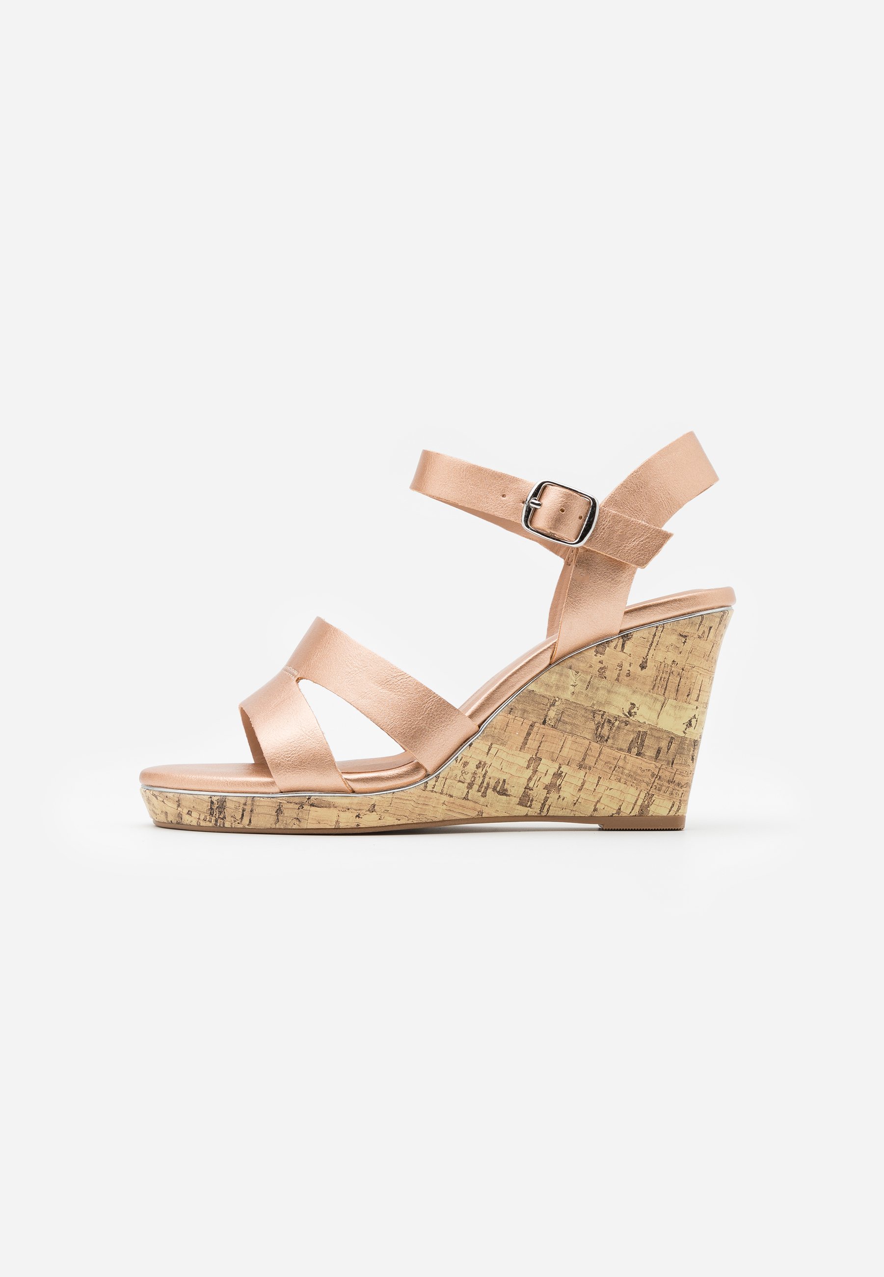new look rose gold wedges