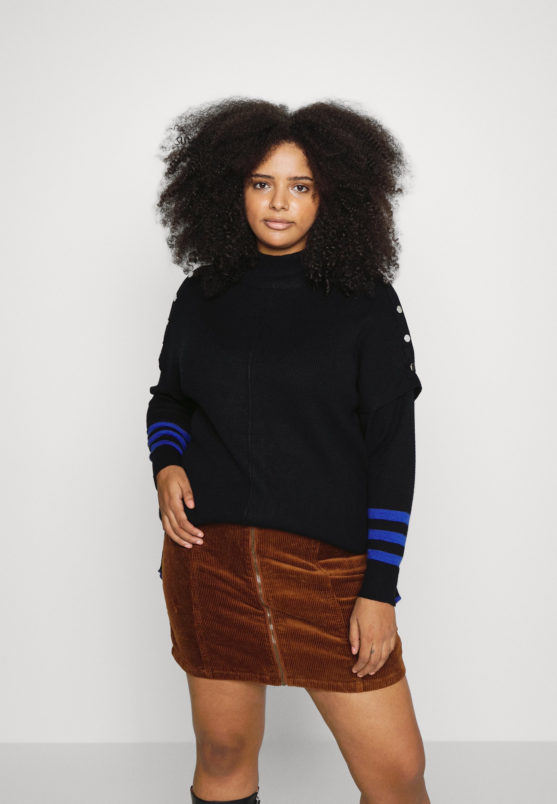 CAPSULE by Simply Be TABBARD WITH SLEEVES - Trui -  black/cobalt/koningsblauw - Zalando.nl