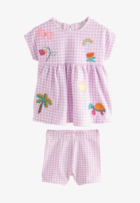 Non sélectionné, lilac gingham holiday embroidery