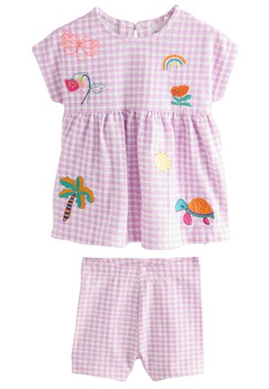 SET - Vestito casual - lilac gingham holiday embroidery