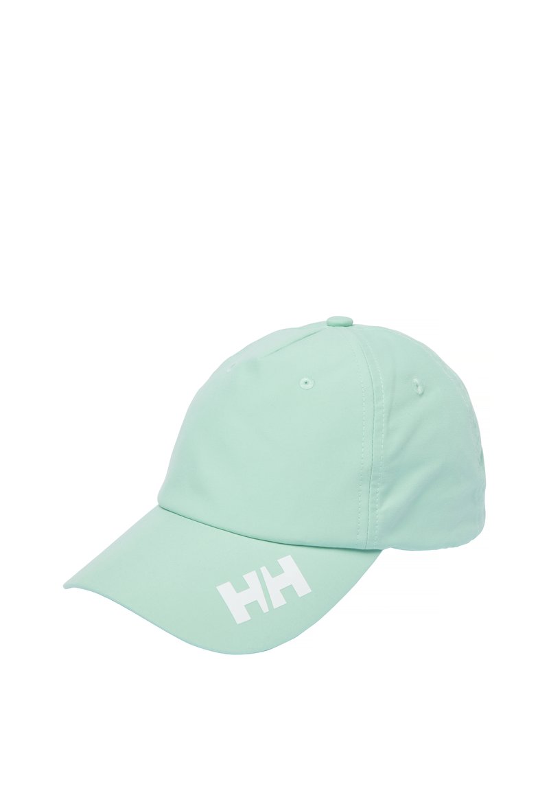 Gorra de color verde menta hecha de tela suave, con un ala curvada y el logo blanco "HH" en la parte frontal. Incluye detalles de costura y agujeros de ventilación.