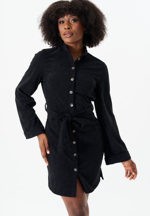 BUTTON FRONT BELTED - Shirt dress - black