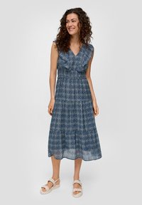 s.Oliver GEMUSTERTES MIT RUSCHENDETAILS - Freizeitkleid - tiefblau