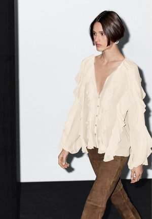 Massimo Dutti Button-down blouse - beige