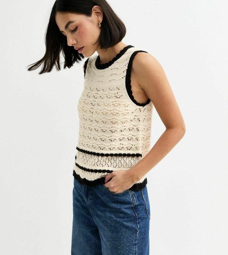 New Look CREAM OPEN KNIT - Top - off white