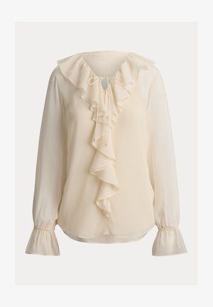 Lauren Ralph Lauren, RUFFLE-TRIM CRINKLE GEORGETTE BLOUSE - Μπλούζα - mascarpone cream