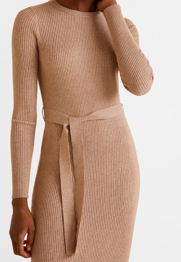 knit dress sho forever 21 Ribbed Knit Mock Neck Midi Dress White / S main image 1