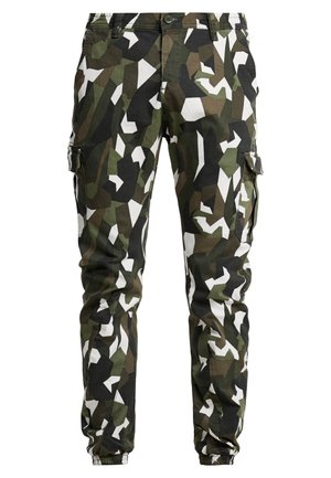 GEOMETRIC CAMO STRETCH PANTS - Oldalzsebes nadrágok - wood