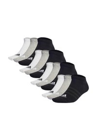 Set med 10 båda strumpor i svart, grått och vitt. Material av bomullsblandning, logotyp på sidan, varierade mönster och färger.
