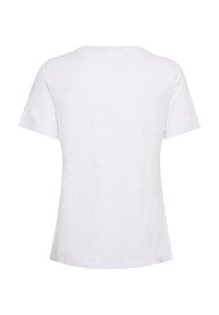 Tricou alb cu mânecă scurtă, realizat dintr-un material moale, cu un guler rotund simplu și o croială lejeră, fără ornamente vizibile.