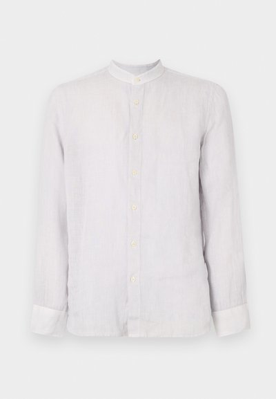 Šviesiai pilka lininė marškinė su ilgomis rankovėmis, su apykakle, priekyje užsegama mygtukais, ir mygtukais užsegamomis rankovėmis. Lygus audinys, laisvas pritaikymas.