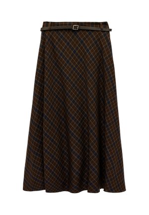 MIDI PLAID - A-snit nederdel - brown