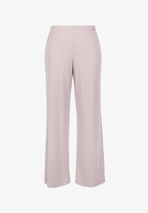 Pantaloni rosa chiaro a gamba larga realizzati in tessuto morbido, con vita elastica e un logo discreto sul retro.