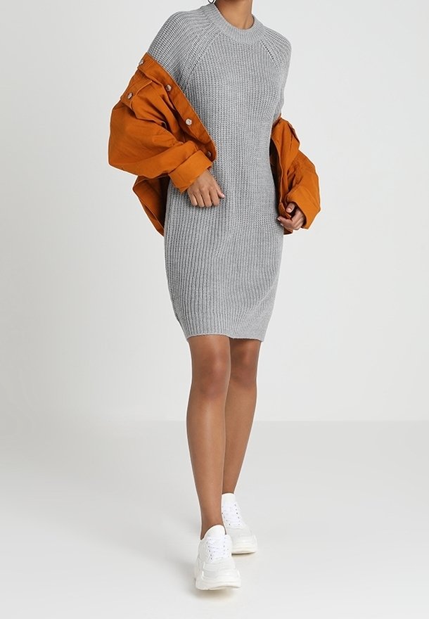 knitted mottled dress TWINTIP Jumper - grey Pair with ankle or knee high boots Mottled knitted dress - Bialcon