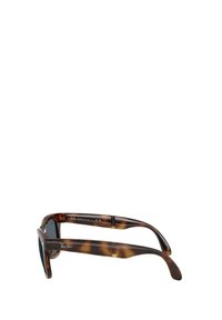 Gafas de sol de carey con lentes oscuros, con brazos curvados y elegantes que llevan la marca Ray-Ban. Fabricadas en un material plástico duradero.