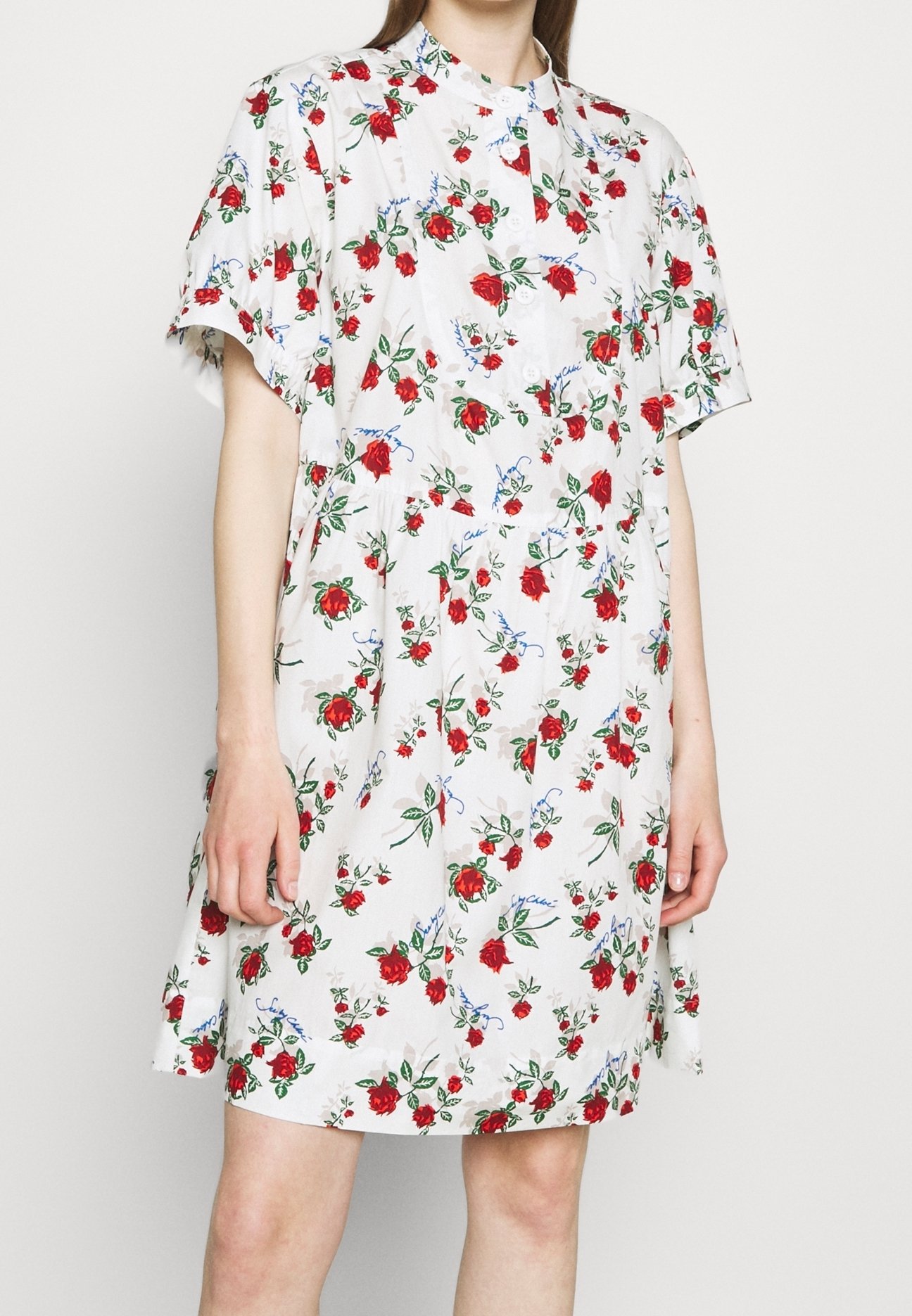 see by chloe shirt dress See by Chloe White Cotton Pleated Trim Shirt Dress S See by Chloe
