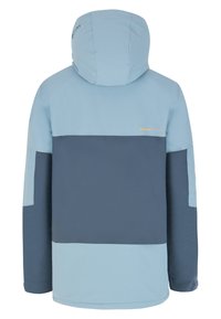 Šviesiai mėlyna ir tamsiai mėlyna spalvų blokeliais sukurta striukė, kuri turi gobtuvą, lygų paviršių ir elastingus rankogalius. "Protest" logotipas nugaros dalyje, arti kaklo.