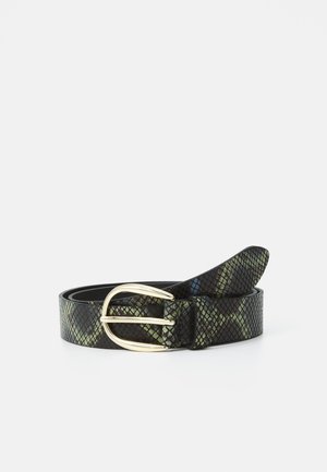 LEATHER MIX BELT PRINT - Remen - black