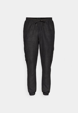 Brave Soul SUEDE - Cargo trousers - black