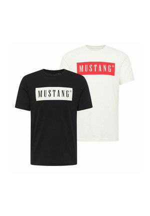 AUSTIN CREW-NECK RUNDHALS KURZARM REGULAR FIT 2ER PACK - Print T-shirt - schwarz   weiß