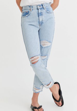 Straight leg jeans - mottled royal blue
