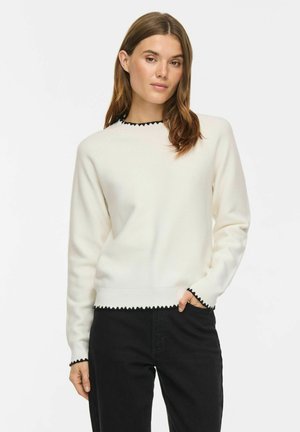 VILA, KNITTED PULLOVER VITEGNI ROUND NECK - Pullover - cloud dancer