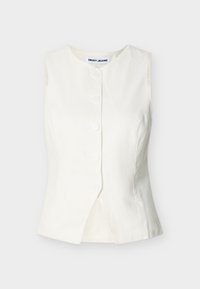 Λευκό αμάνικο γιλέκο με κουμπιά, στρογγυλή λαιμόκοψη και διακριτική εμπρόσθια σχισμή, με ετικέτα DKNY JEANS.