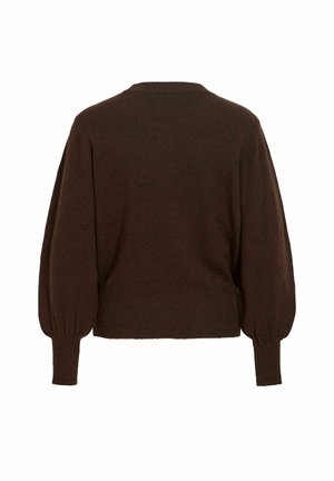 VILA, VIMALU O-NECK L/S PULLOVER/KA - Striktrøje - coffee bean