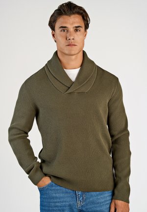 SHAWL COLLAR  - Strickpullover - army