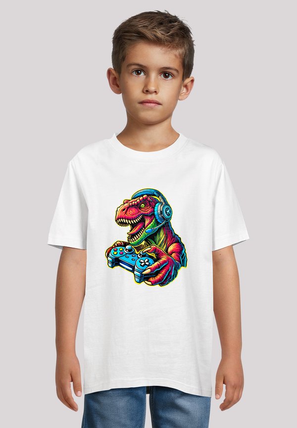 DINOSAURIER GAMER - T-Shirt print - weiß
