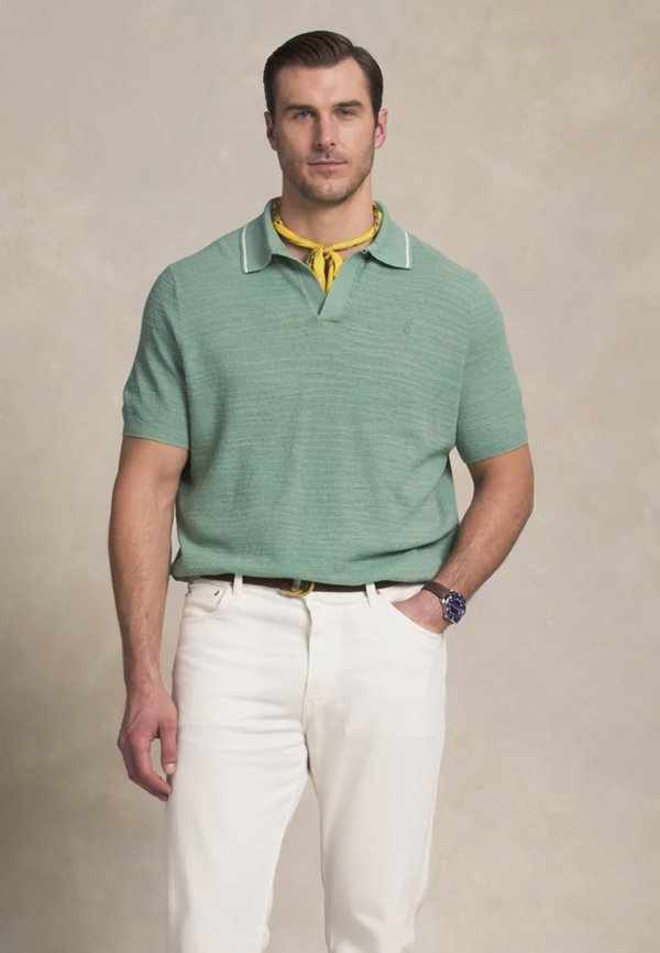 TEXTURED COTTON-LINEN SWEATER - Polo shirt - faded mint2
