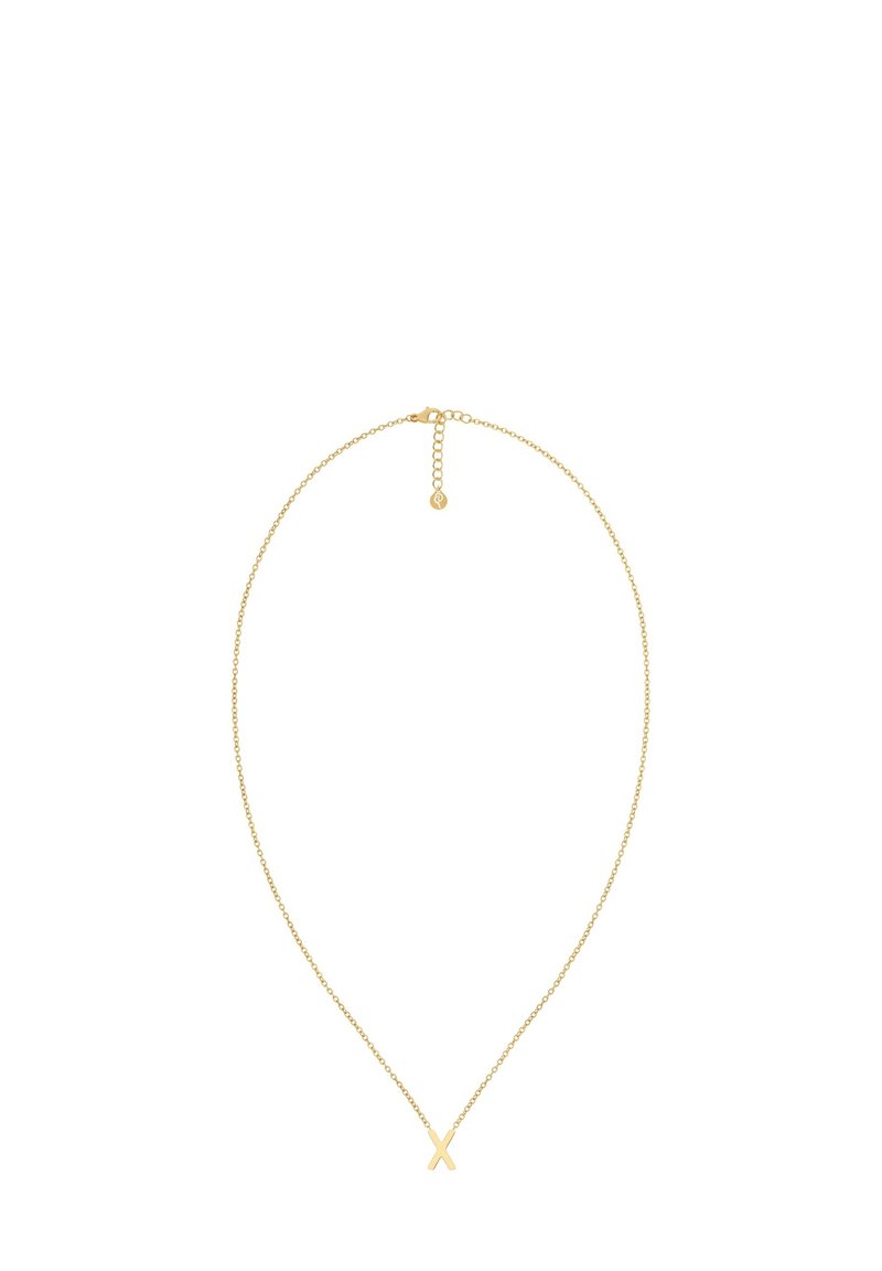 Collar de metal dorado con una cadena fina, que presenta un colgante de cruz minimalista en el centro y un cierre ajustable para la longitud.