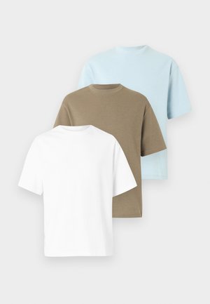 SLHLOOSEOSCAR O NECK TEE 3 PACK - Basic póló - bright white/vetiver/winter sky