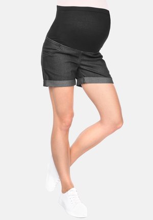 KOMFORTABLE SCHWANGERSCHAFTS UMSTANDS MIT BAUCHBAND - Denim shorts - black denim