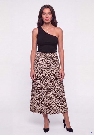 Kaffe, KAVILIA AMBER - Jupe longue - chalk   sand   black leo print