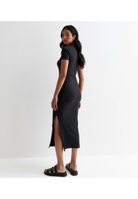 New Look STRETCH COLLARED MIDI - Tubino - black