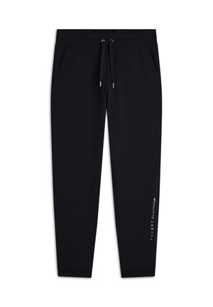 Pantalons de survêtement noirs avec taille élastique à cordon, poches latérales et accents en métal doré. Équipés du logo "Freddy" en blanc sur la jambe gauche.