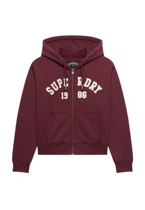 Superdry & Co, SUPERDRY ATHLETIC ESSENTIAL RELAXED CROP ZIP HOODIE.. - Sweatjacke - port red