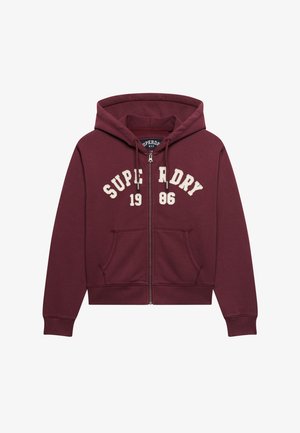Superdry & Co, SUPERDRY ATHLETIC ESSENTIAL RELAXED CROP ZIP HOODIE.. - Sweatjacke - port red