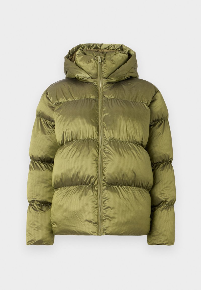 Pieces PCMILLA SHINY PUFFER JACKET HOOD - Vinterjakker - military olive ...