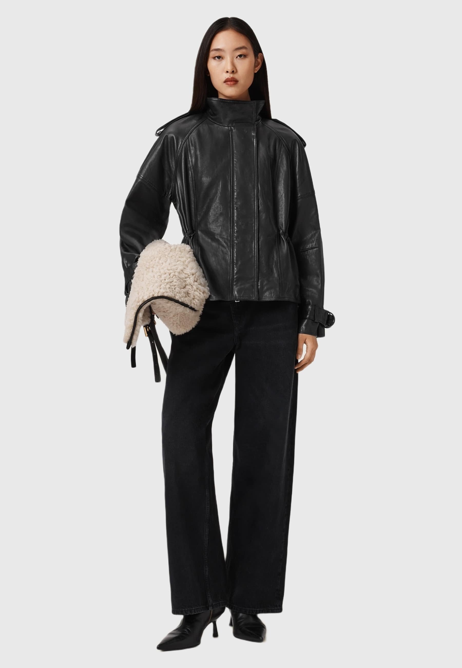 AllSaints SERNE - Leather jacket - black - Zalando
