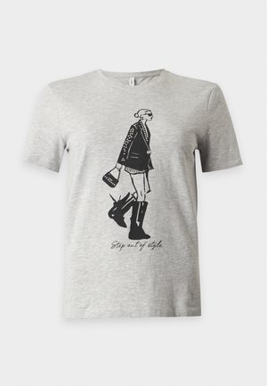 ONLY, ONLELLA LADY - Μπλουζάκι με στάμπα - light grey melange