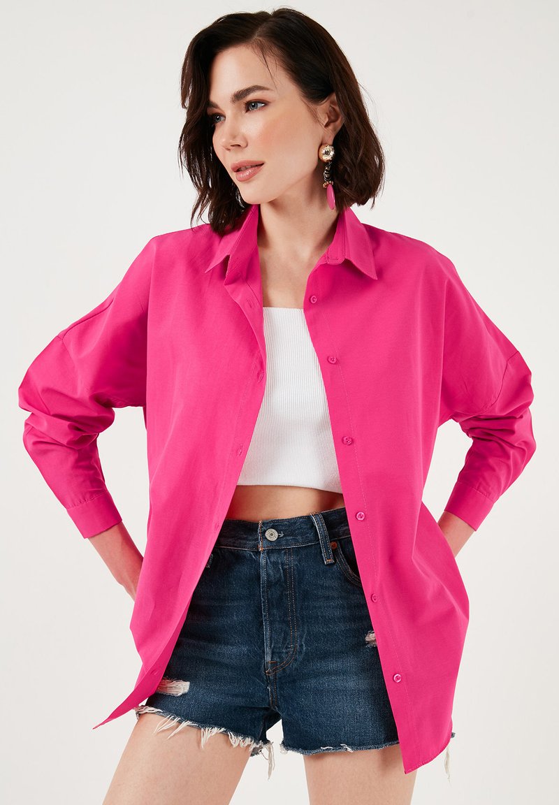 LELA Užsagstoma palaidinė - fuchsia