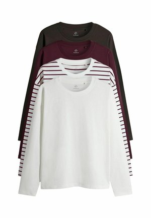 REGULAR FIT - 4 PACK LONG SLEEVE  - Tops ar garām piedurknēm - chocolate brown berry stripe cream