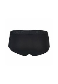 Calzoncillos tipo bóxer para hombre en color negro con textura suave y una cintura ancha elástica que presenta el logo "JOOP!" en un estampado tonal.