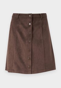 ONLINA SUEDE BUTTON SKIRT - Miniszoknya - chocolate brown