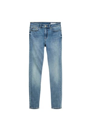 Lyseblå cowboybukser i denim med en let falmet vask, slank pasform, fem lommer og lynlås med knaplukning.