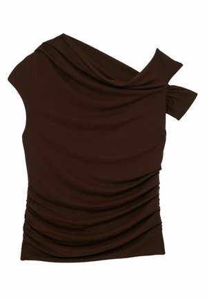 Reiss REGULAR FIT - RUCHED OFF-SHOULDER  - Blúzka - chocolate brown