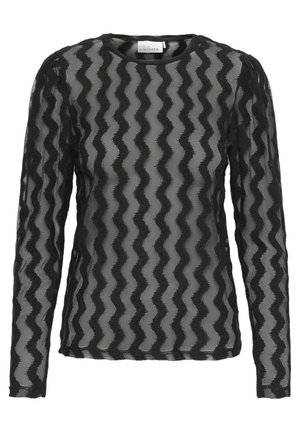 Tricou negru cu mâneci lungi, având un model transparent, ondulat în zigzag. Fabricat dintr-un material ușor, cu decolteu rotund și un design ajustat.