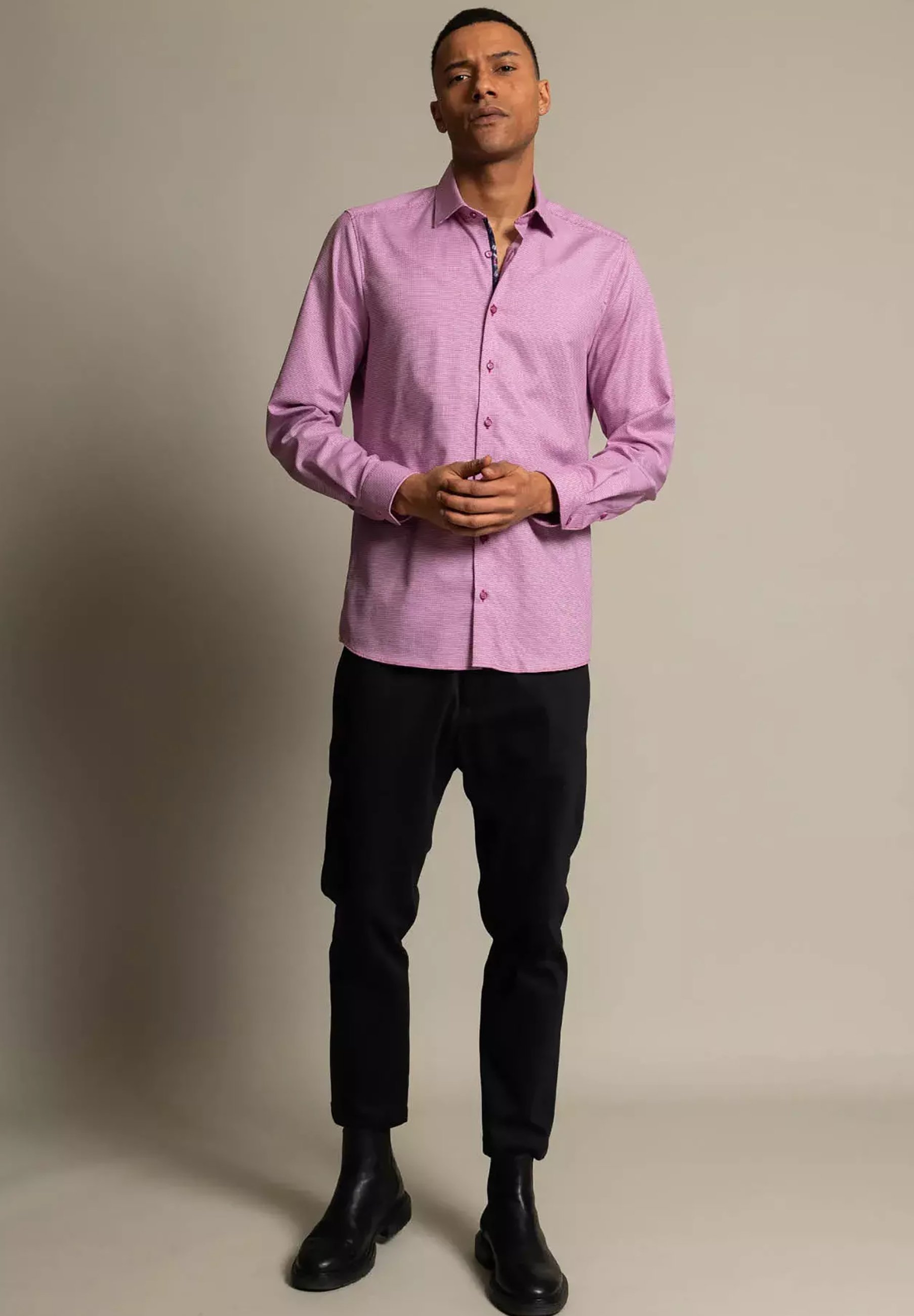 purple dress shirt what color pants